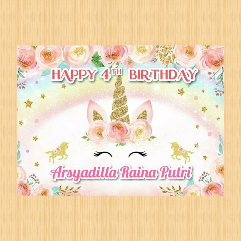 Spanduk unicorn banner Unicorn spanduk banner ultah anak background unicorn custom backdrop ulang ta