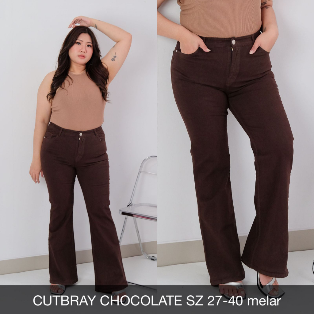 CELANA JEANS WANITA UKURAN NORMAL &amp; JUMBO  CUTBRAY CHOCO LATTE SERIES-SYSCLOTHIER