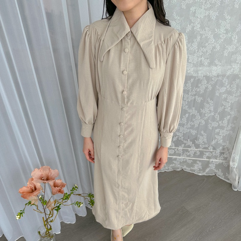 KANON - Yara Shirt Dress - Dress kemeja maxi hijab friendly model vintage korean look