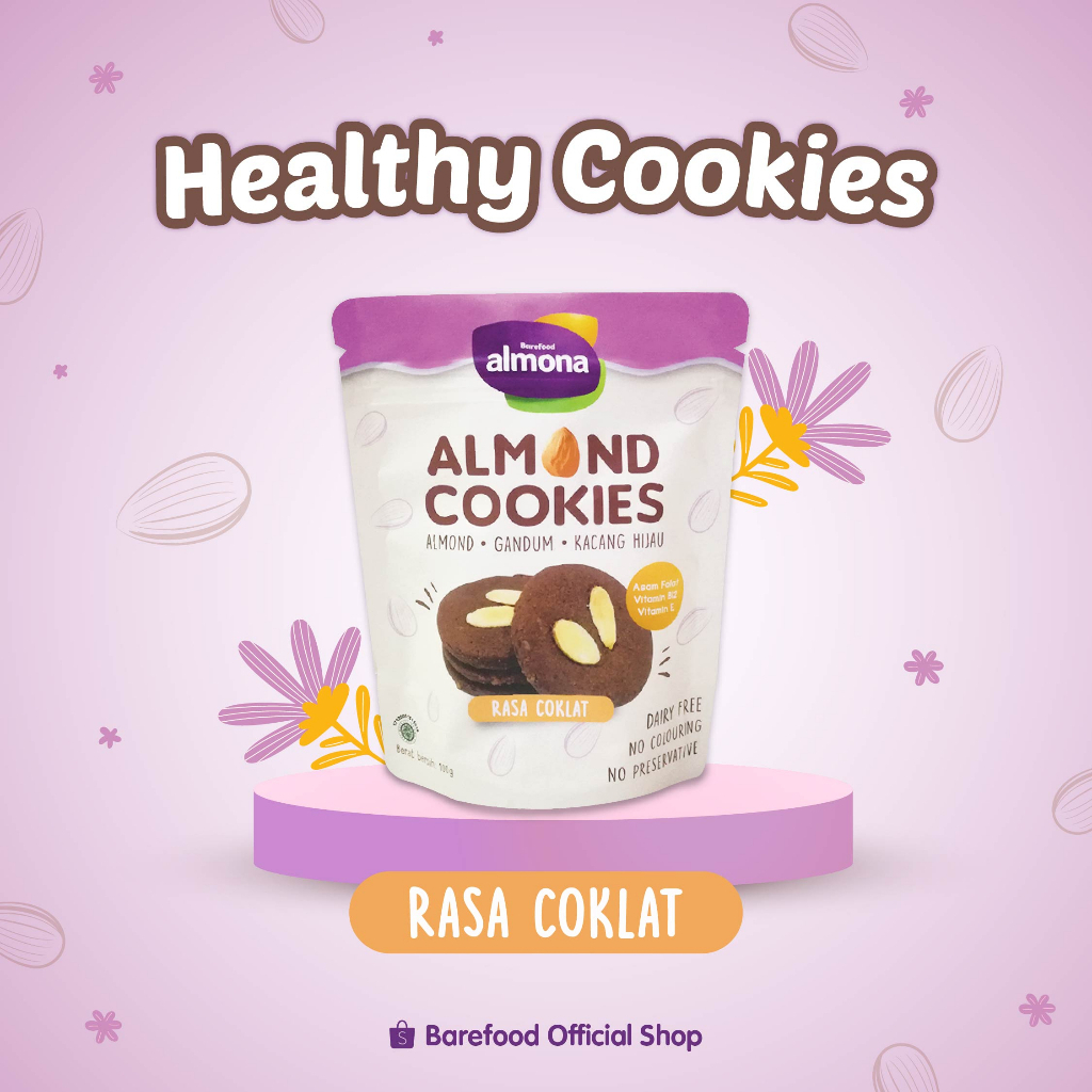 Barefood Almona Almond Cookies Camilan Snack Sehat 100g