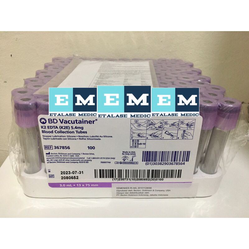 BD Vacutainer - K2 EDTA (K2E) 5.4mg (3mL) Disc besar krn Exp pendek