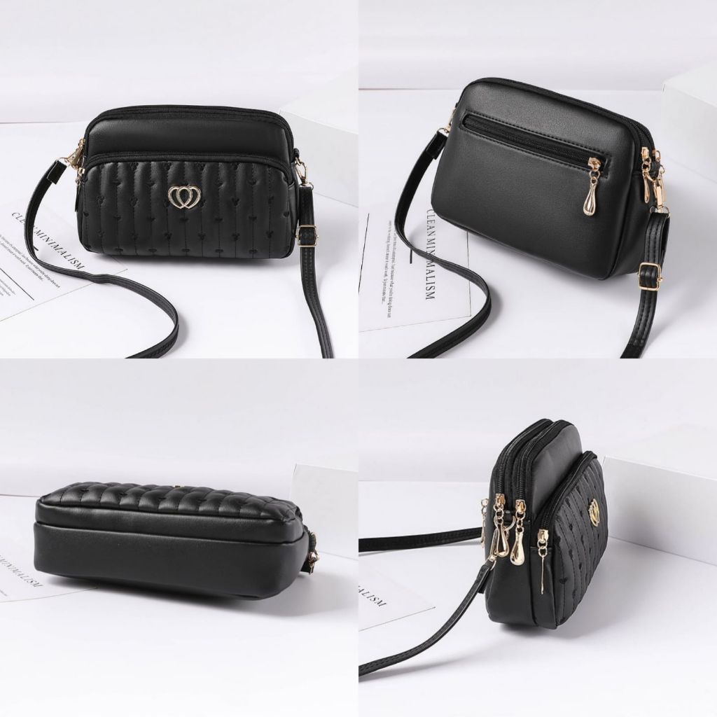 TAS SELEMPANG WANITA KOREA KULIT HITAM LESTER TA781B5 SLING BAG CEWEK IMPORT REMAJA KEKINIAN BRANDED MURAH FASHION BATAM TERBARU SHOULDER BAHU ORI