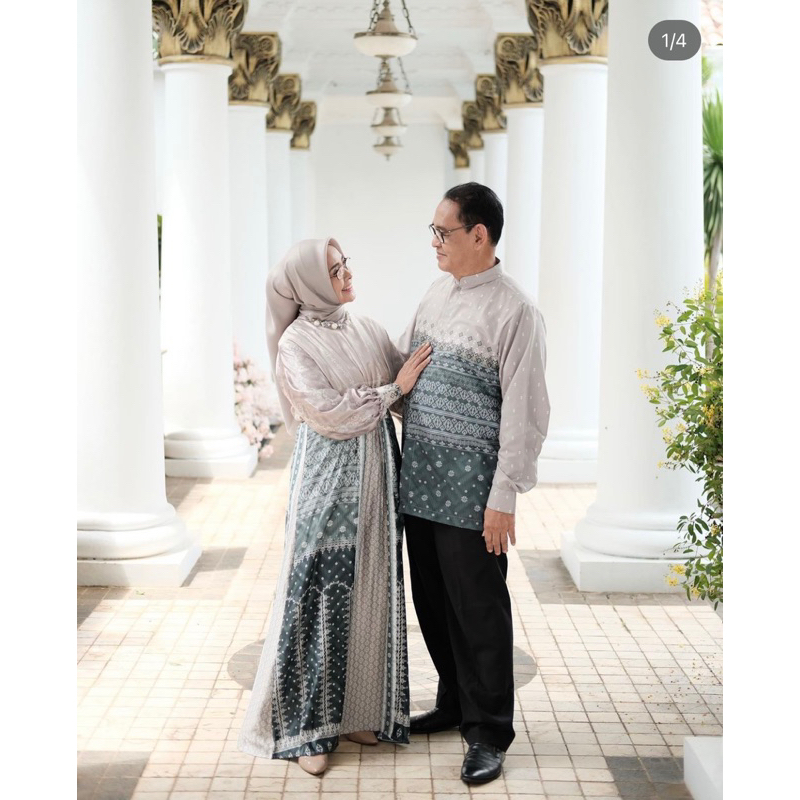 Couple Dress size M & Koko size L Aster (Jade) Vanilla hijab (New dapet 2 yaa) Ready siap kirim