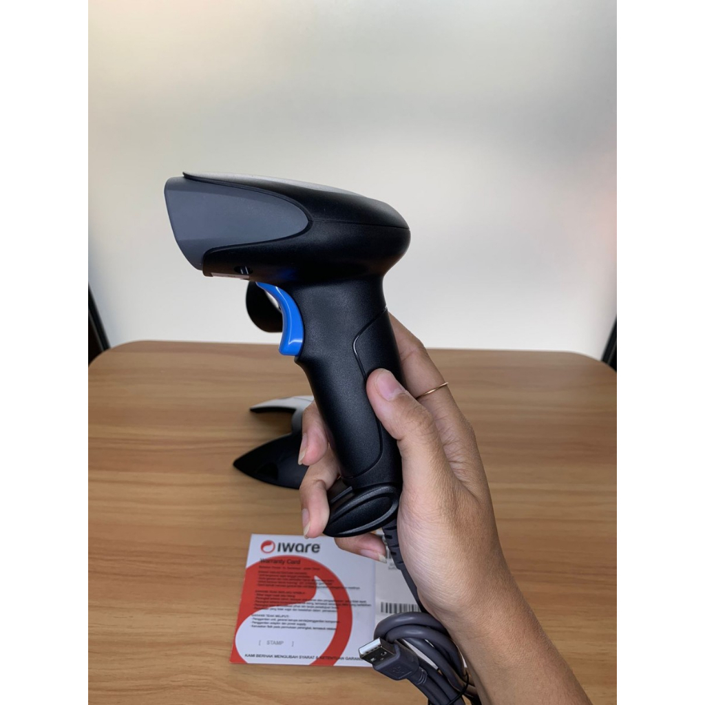 IWARE BARCODE SCANNER OTOMATIS SCAN FREE STAND HOLDER 1D LASER - USB