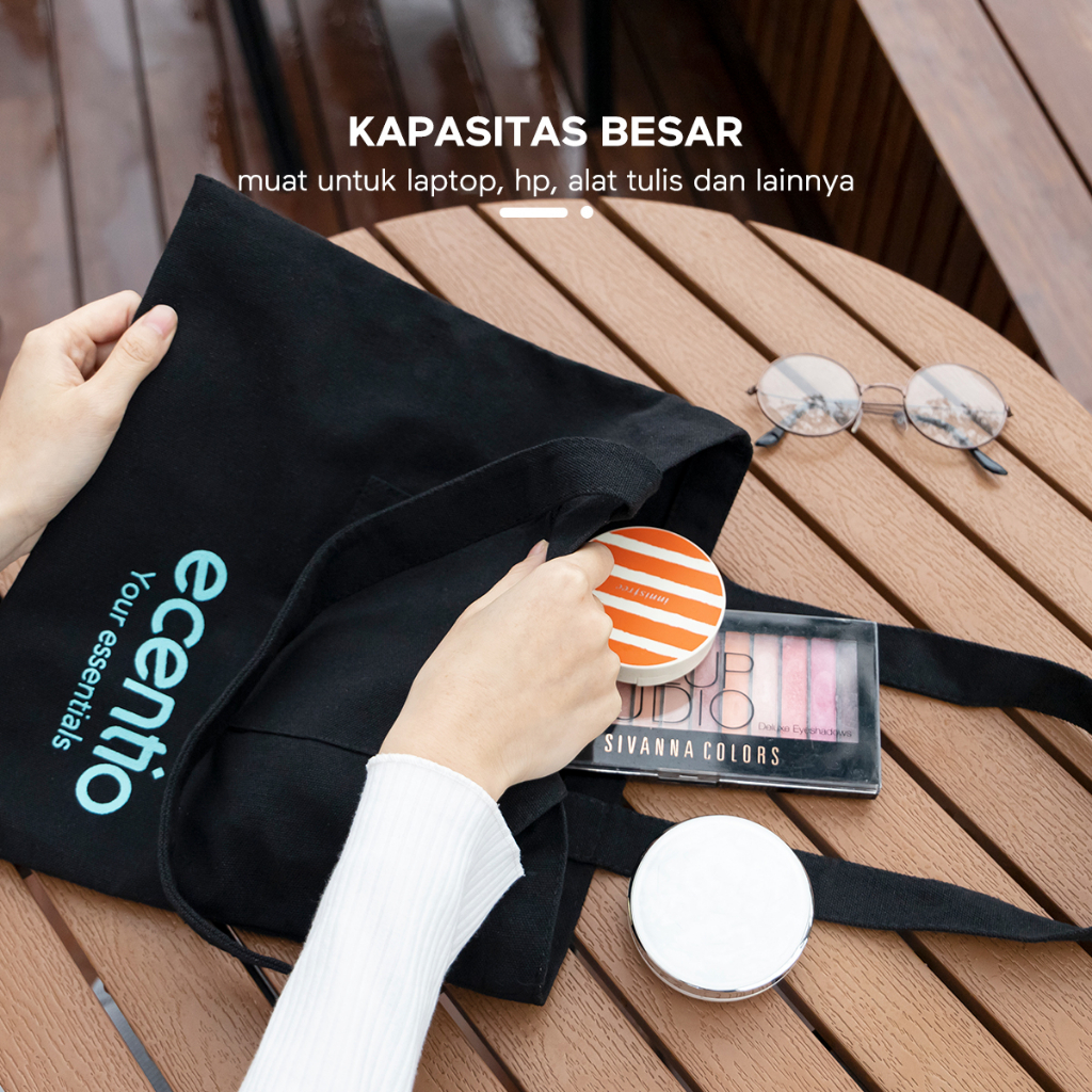 ecentio Tas Tote Bag Tas Sekolah Kanvas Totebag Import Sling Wanita Tas Belanja