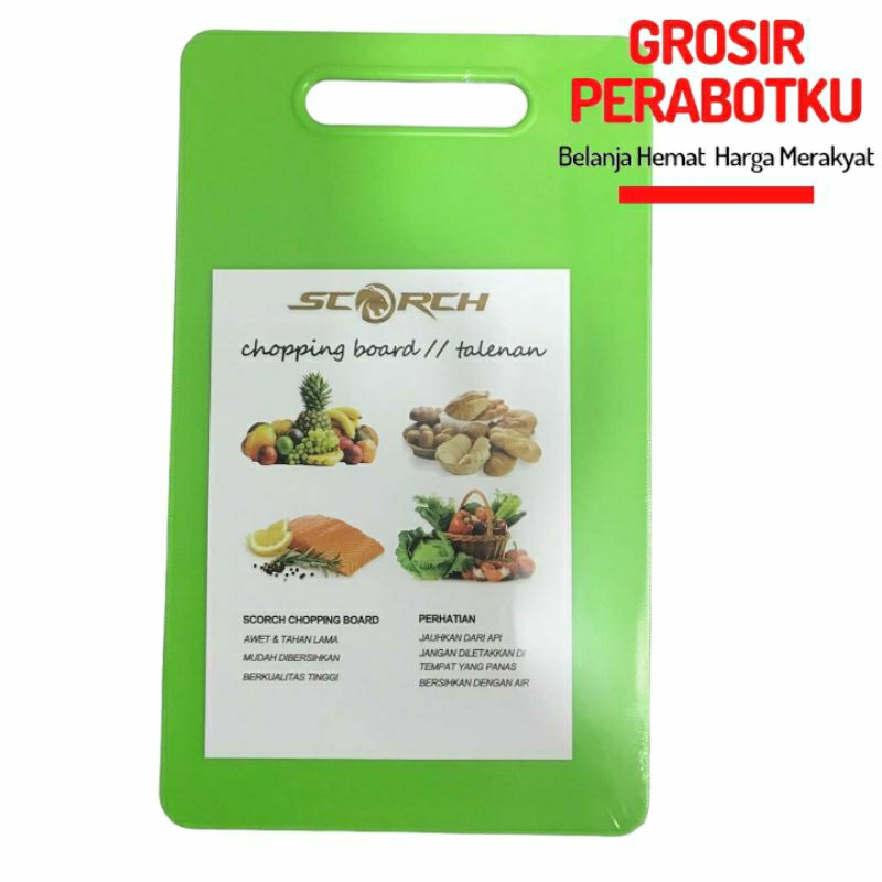 SCORCH Talenan Plastik Warna Serbaguna Tebal Cutting Chopping Board 29x20cm