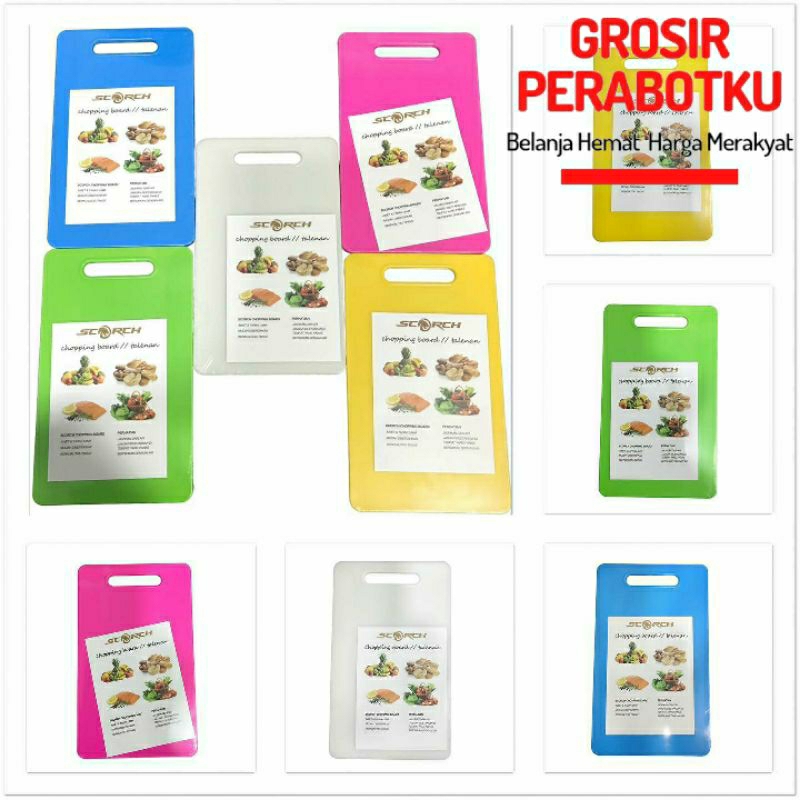 SCORCH Talenan Plastik Warna Serbaguna Tebal Cutting Chopping Board 29x20cm