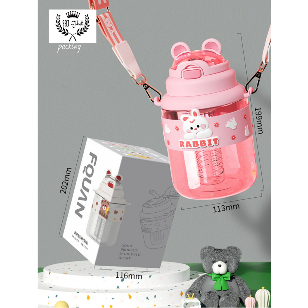 BOTOL MINUM UKURAN BESAR dengan SEDOTAN + INFUSER BPA FREE 1100 ML CELEBRITY STRAW