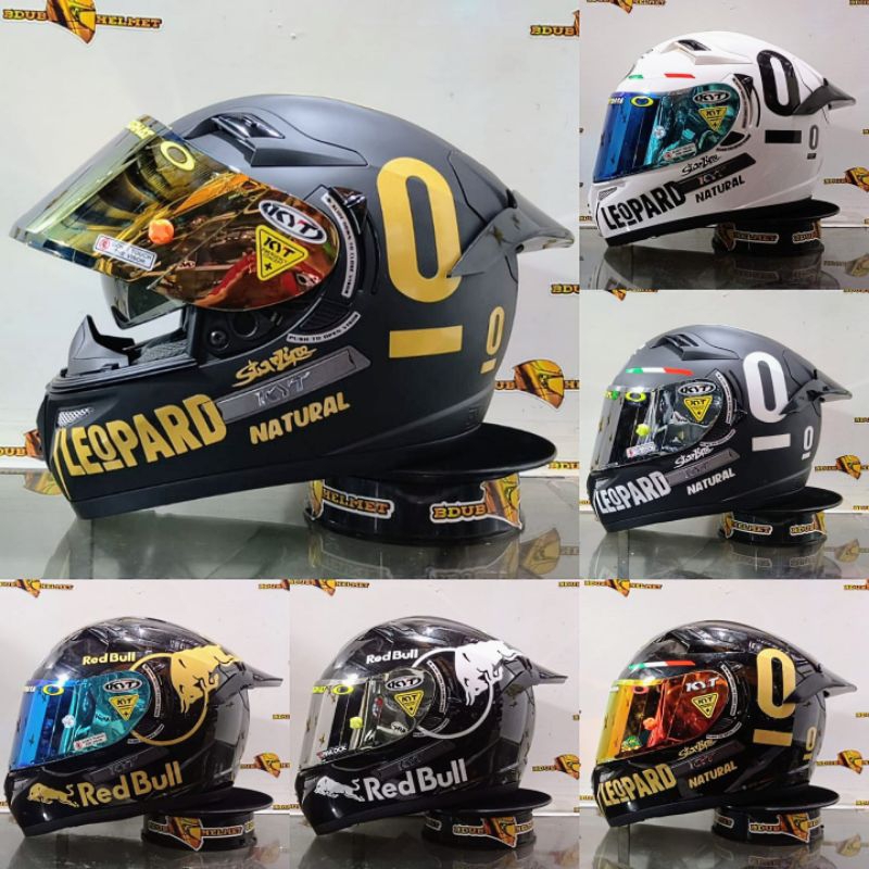 HELM FULL FACE KYT K2 RAIDER BLACK DOF PAKET GANTENG LEOPARD/REDBULL 100%ORI