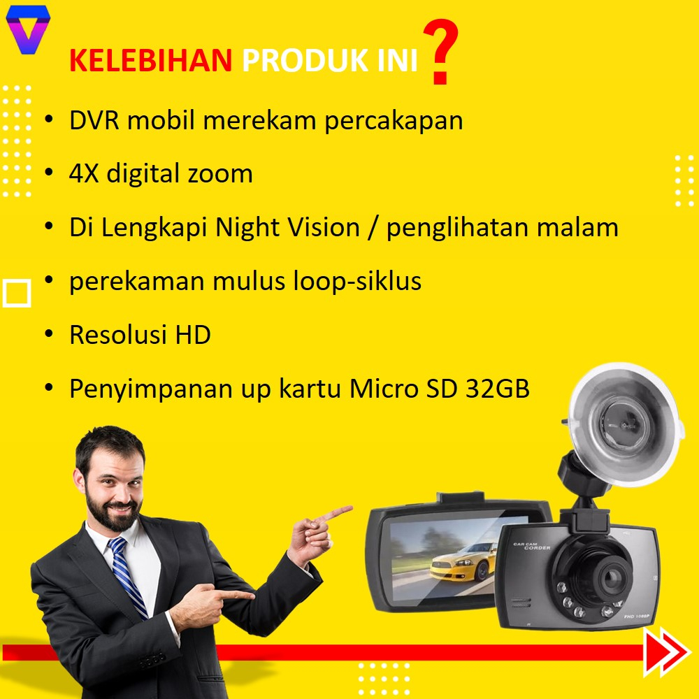 KAMERA DASHBOARD MOBIL DASHCAM MOBIL DEPAN CAMERA CCTV MOBIL DASH CAM MODE MALAM DVR JS190