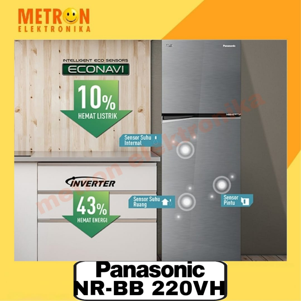 PANASONIC NR-BB 220 V-H - GLORY GREY - L. ES 2 PT ECONAVI INVERTER
