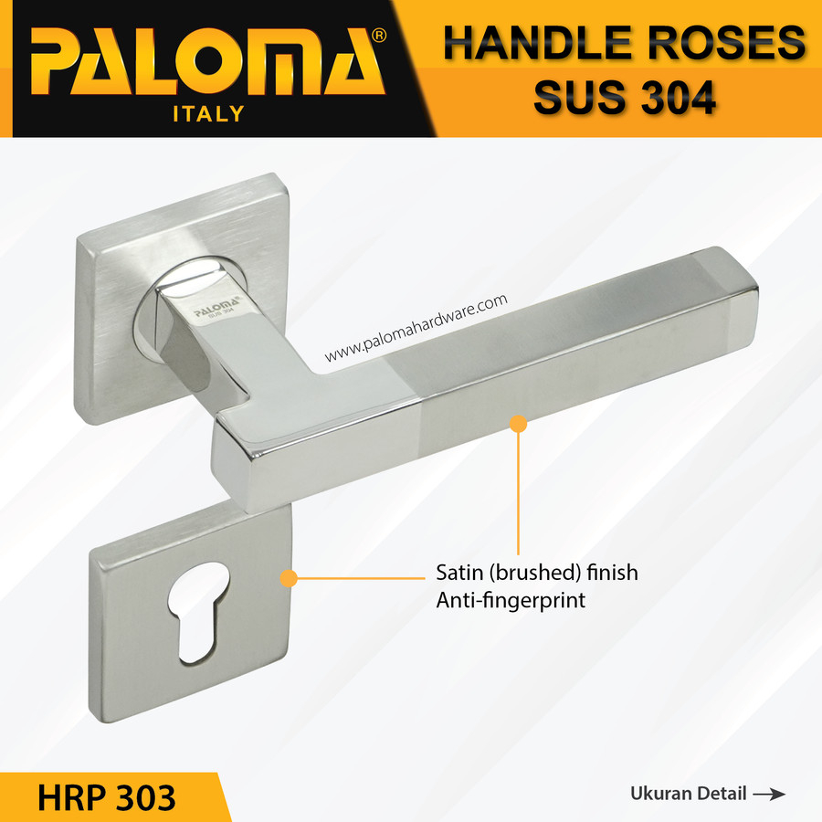 Handle pintu Roses PALOMA HRP 303 LHT LAZIO SQ STAINLESS STEEL SUS 304