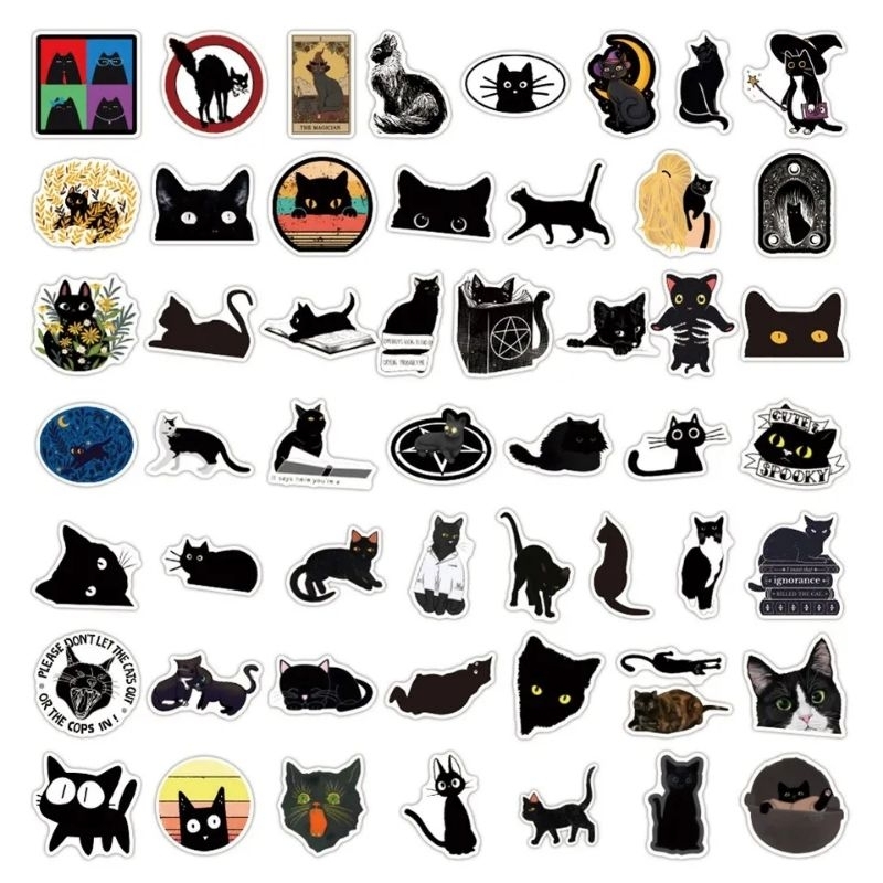

1 Set Cute Black Cat Random Sticker / Stiker