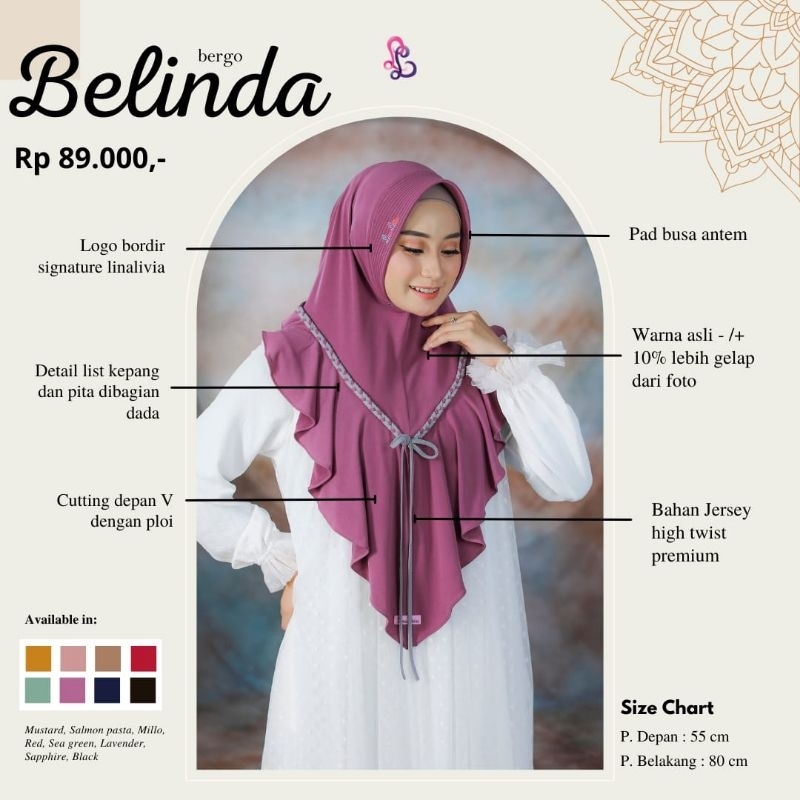 Linalivia Hijab || Bergo Belinda || Jilbab instan | Linalivia