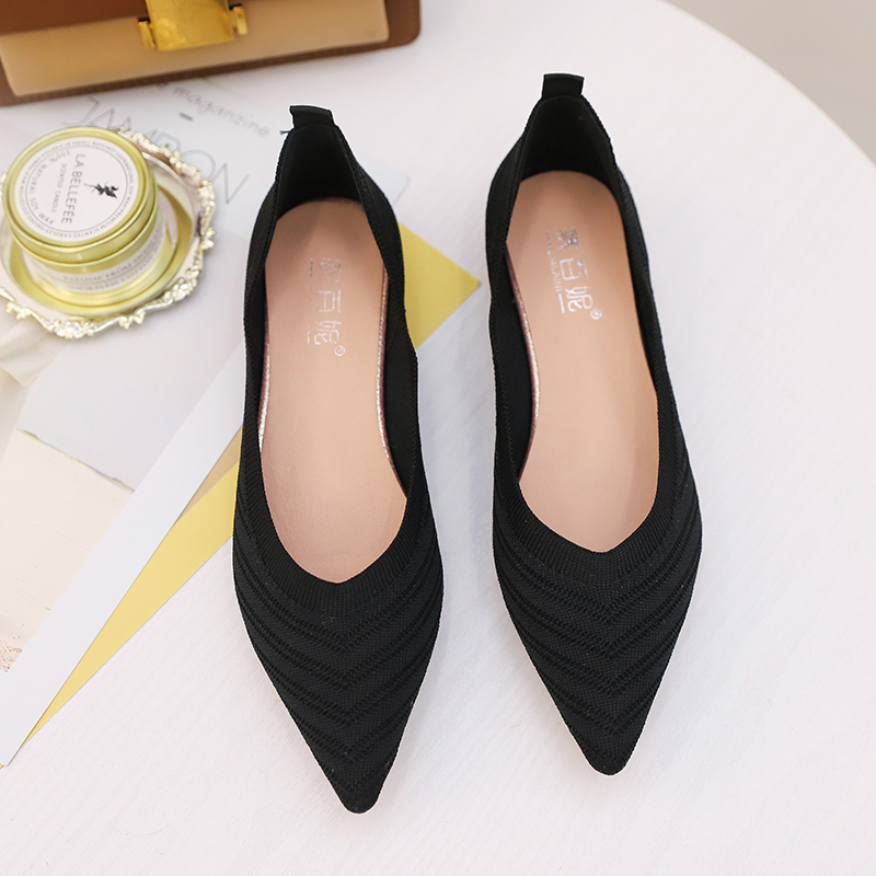 Korean Pumps Knit Rajut Point Toe Heels Sepatu Hak Wanita 5370 (36-40)