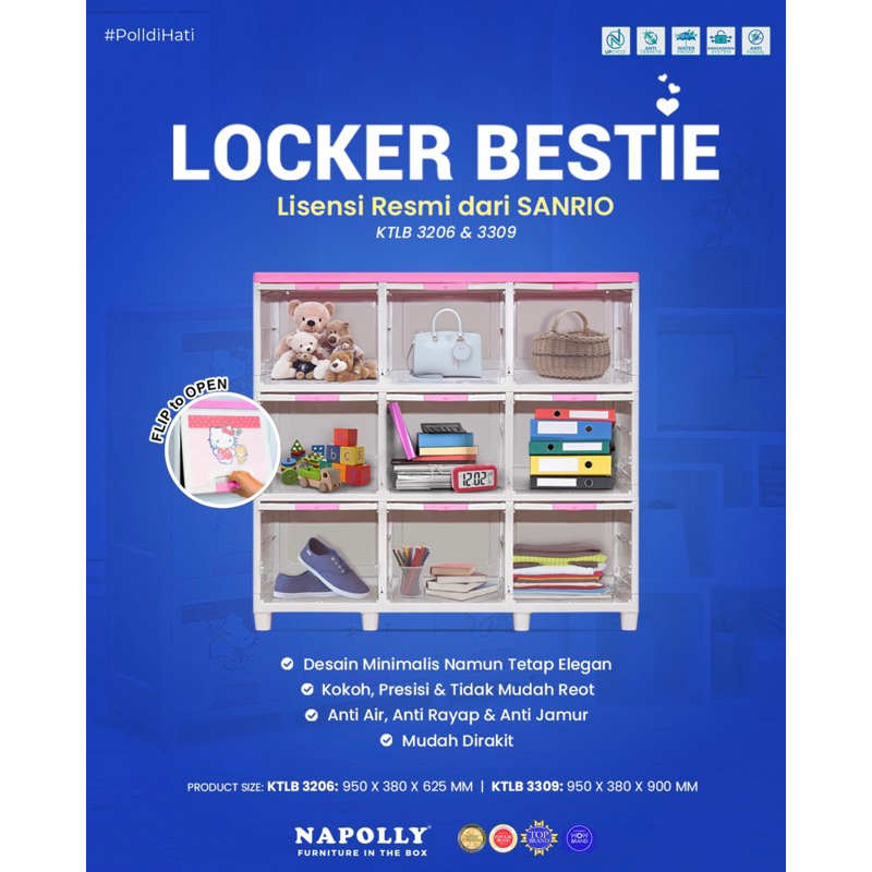[NAPOLLY] LEMARI PAKAIAN PLASTIK LACI LOCKER BOX 2 SUSUN 3 SUSUN