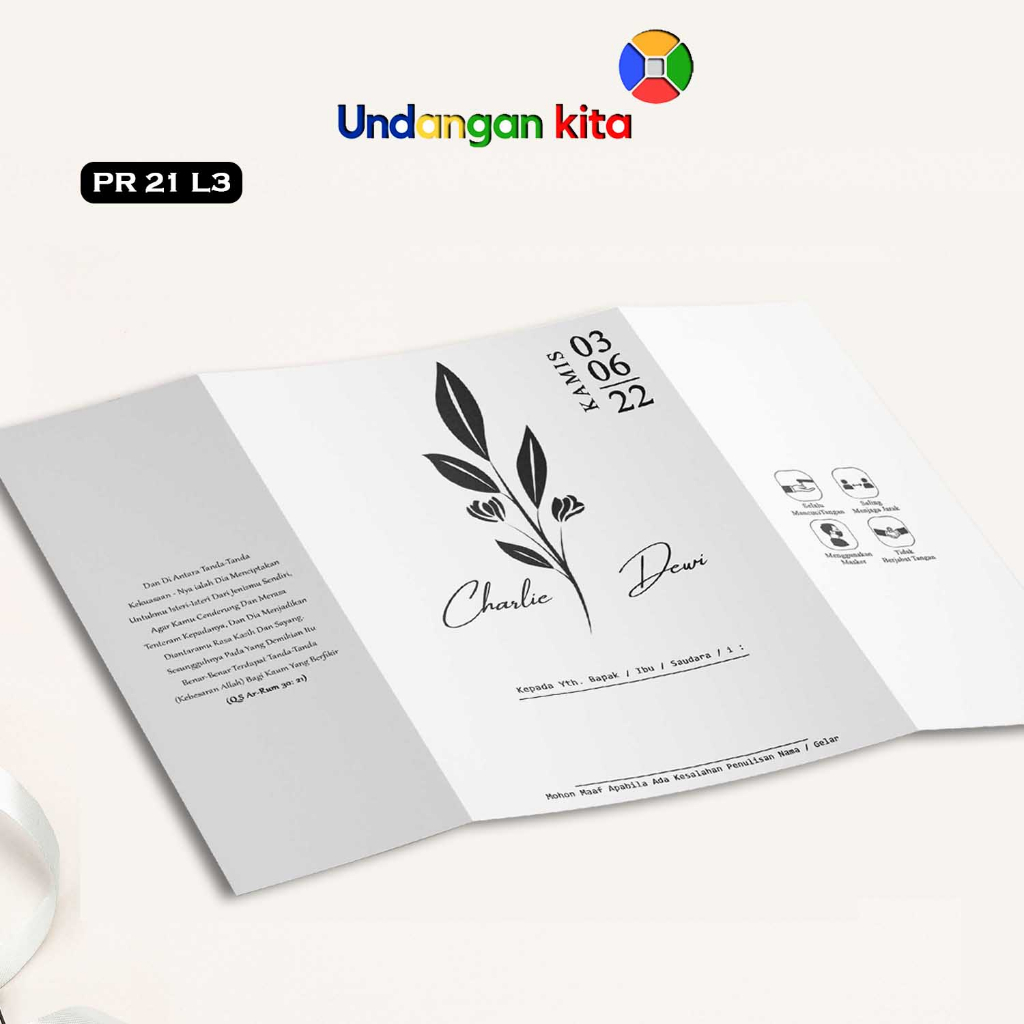 

Undangan Kita Undangan Pernikahan Jasmine Gliter Softcover BW Series PR 20 PR 21