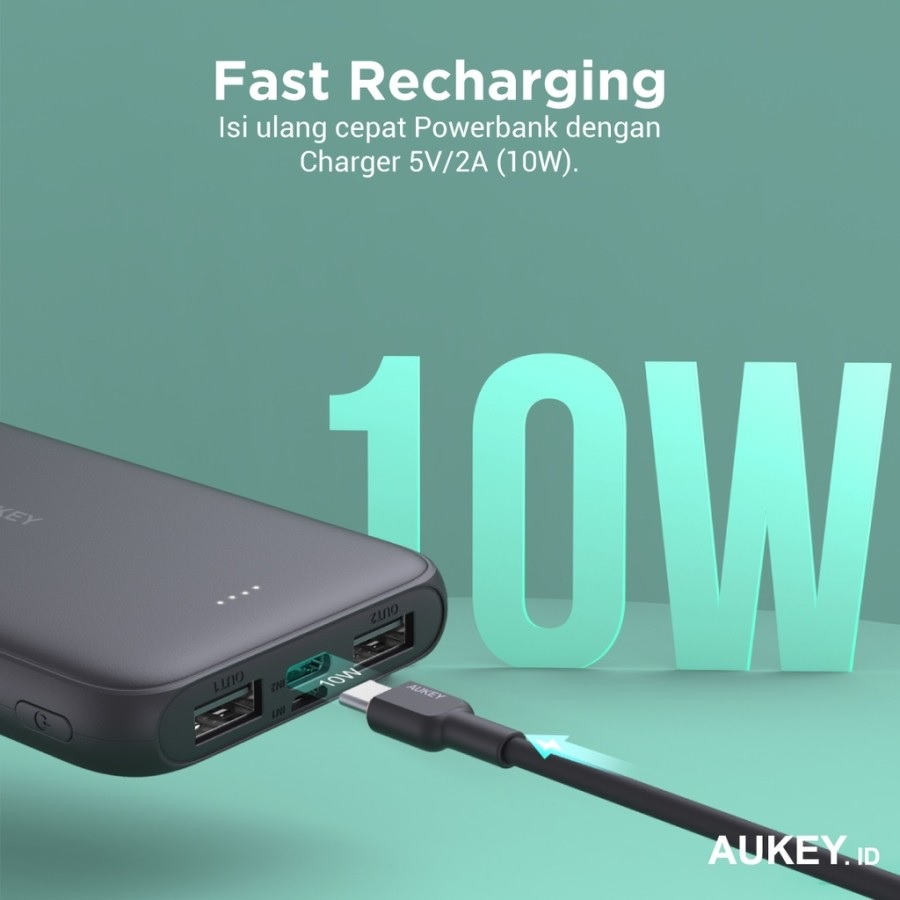 AUKEY PB-N99 - BASIX SLIM II Series - 10000mAh Ultra-Thin Powerbank