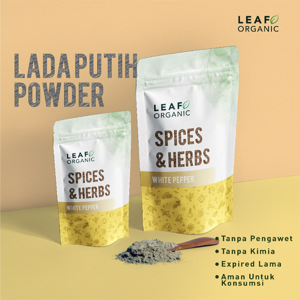 

Lada Putih Bubuk LEAF ORGANIC Premium White Pepper Powder Murni Organik