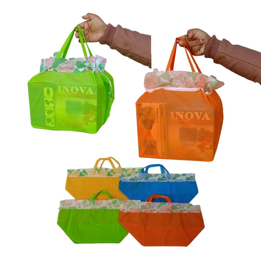 Tas Hajatan Serut 22 Cm Motif Warna Bunga Goodie Bag Serut Polos Bunga