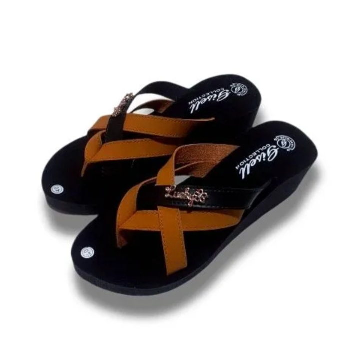 Sandal Wedges Wanita Dewsa Jepit Selop Silang Kombinasi Terbaru Kren