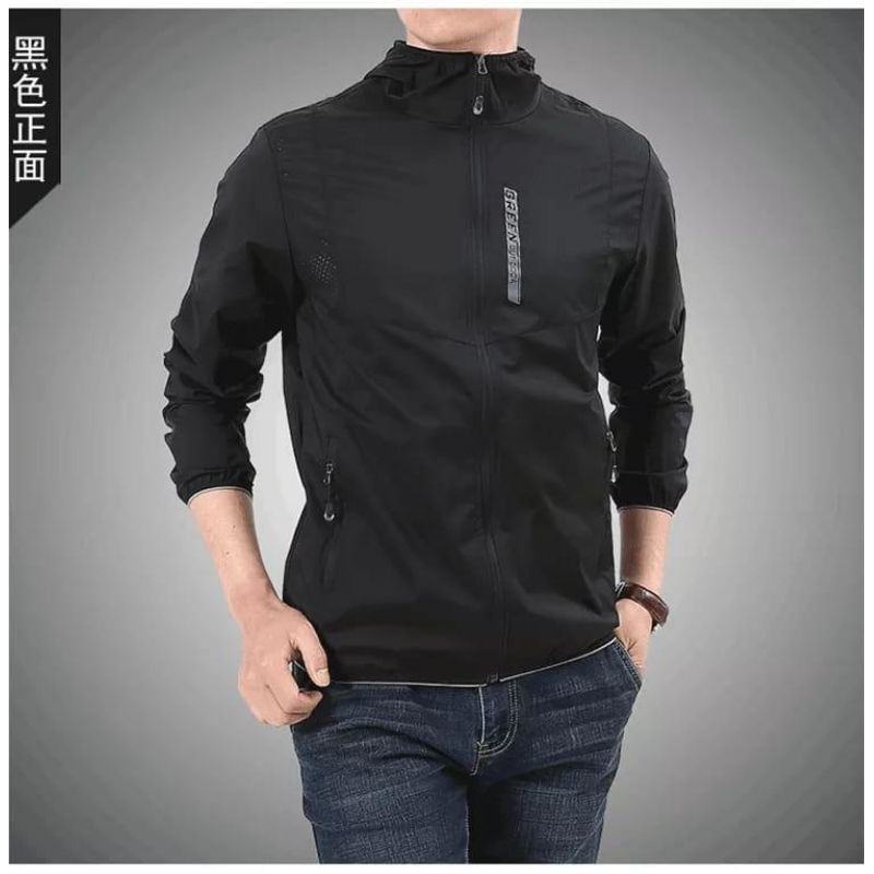 Jaket Olahraga Running Green Outdoor Unisex