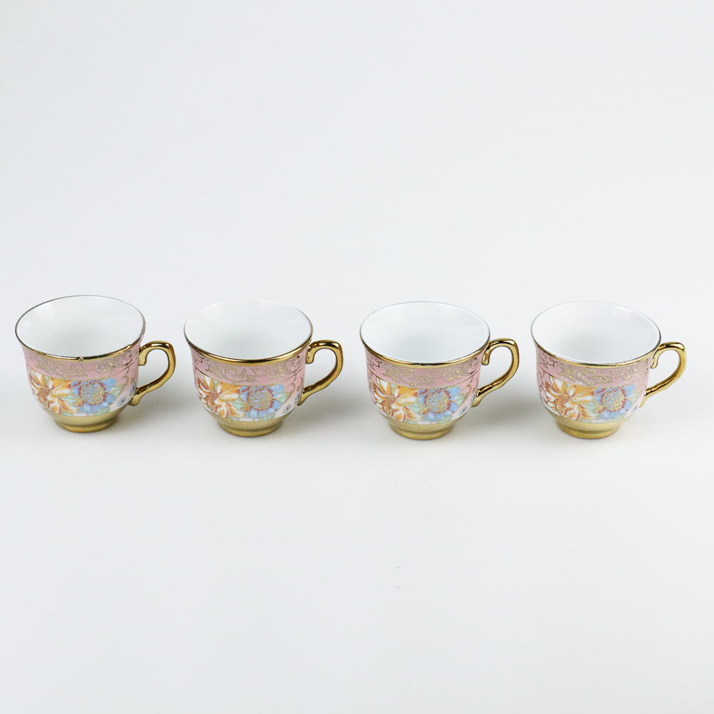 SUNFILI Cangkir Teko Keramik Set 4 Cups 1 Pot European Style - B140 - Rose Gold