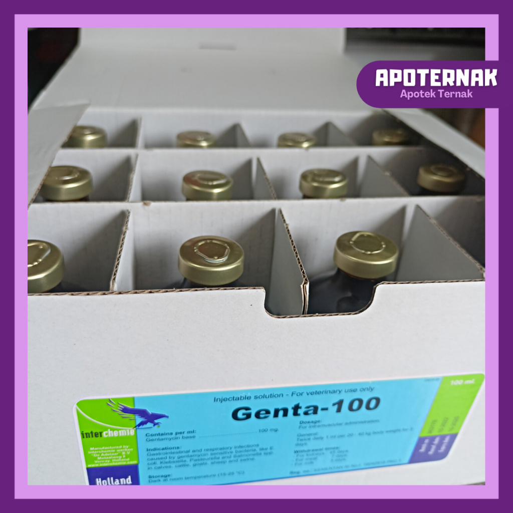 GENTA-100 | Obat Pernafasan Pencernaan Pekencingan Hewan 100 ml | CRD Coryza Snot | Like Nova Gentylo SK Genta Bio Genta