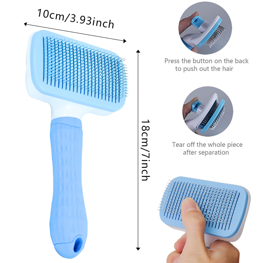 Sisir Rambut Binatang Peliharaan Hair Removal Grooming Comb - UF10 - Blue