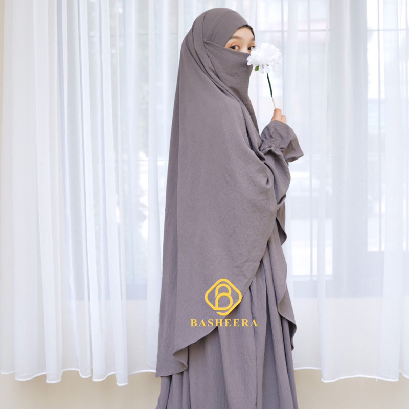 BASHEERA LABEL KHADEEJAH SERIES- French khimar - french khimar crinkle - gamis crinckle