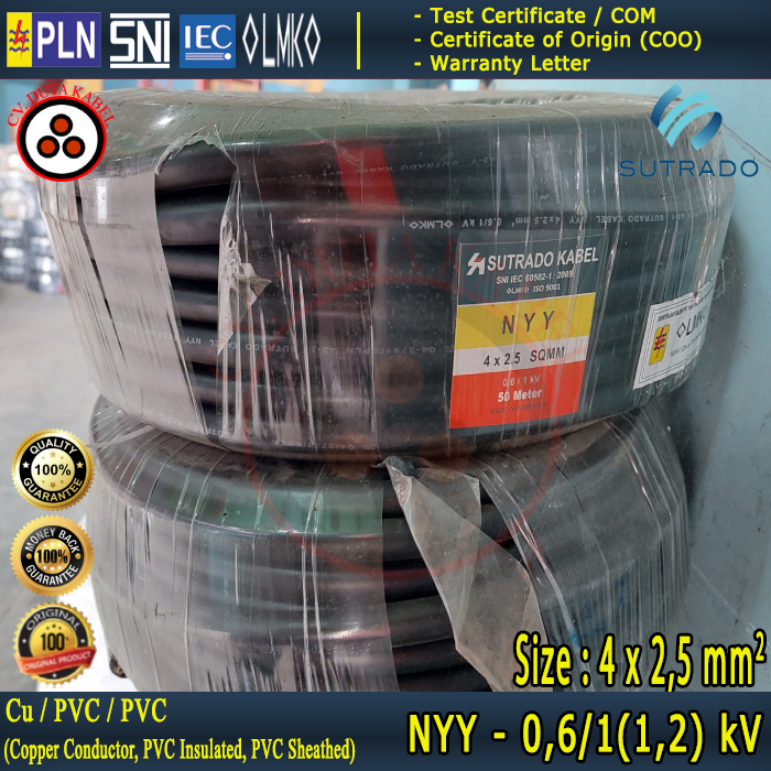 Kabel NYY 4x2,5 mm mm2 SUTRADO @ 50 m /4 x 2,5 mm mm2/4x2.5 mm mm2/4 x 2.5 mm mm2/4x2.5/4x2,5