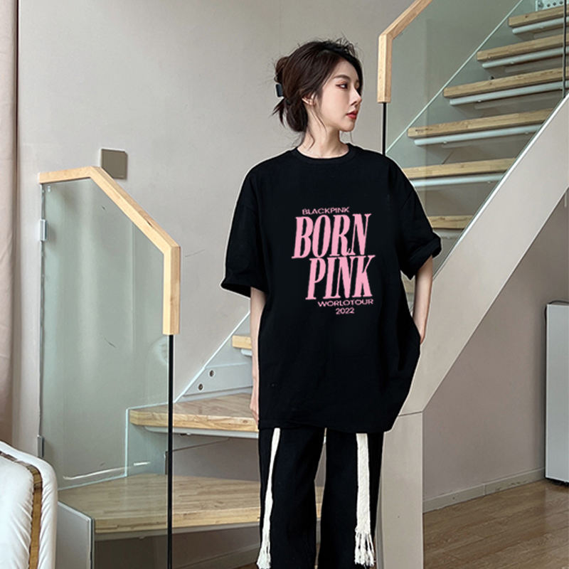 baju kaos korea wanita lengan pendek letter motif printed t-shirt import premium baju oversize kekinian