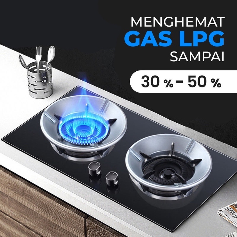 IKILOSHOP Stove Cover Pelindung Api Tatakan Kompor Penghemat Gas Stainless Api Biru