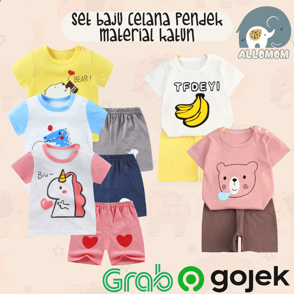 SETELAN BAJU ANAK LENGAN DAN CELANA PENDEK / SETELAN BAJU BAYI LAKI LAKI PEREMPUAN
