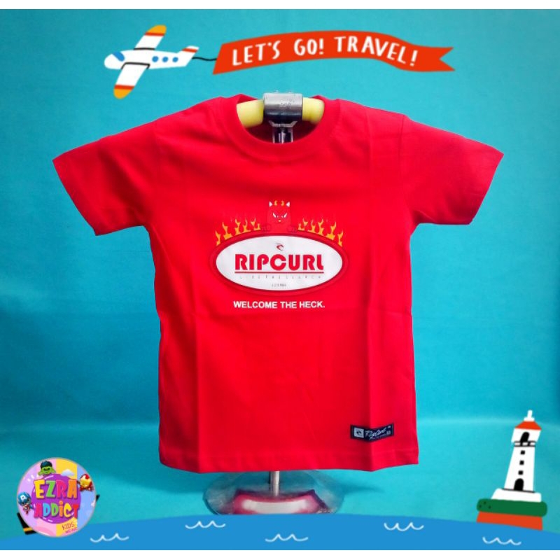 ORIGINAL Surfkids - Umur 1 2 3 4 5 6 7 8 tahun - Baju Distro Anak - Ripcurl Merah - Kaos Distro Anak