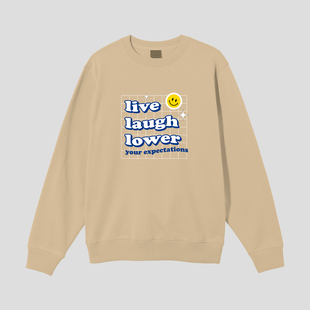 LIVE LAUGH LOWER SWEATER CREWNECK PRIA WANITA Size M-XXL