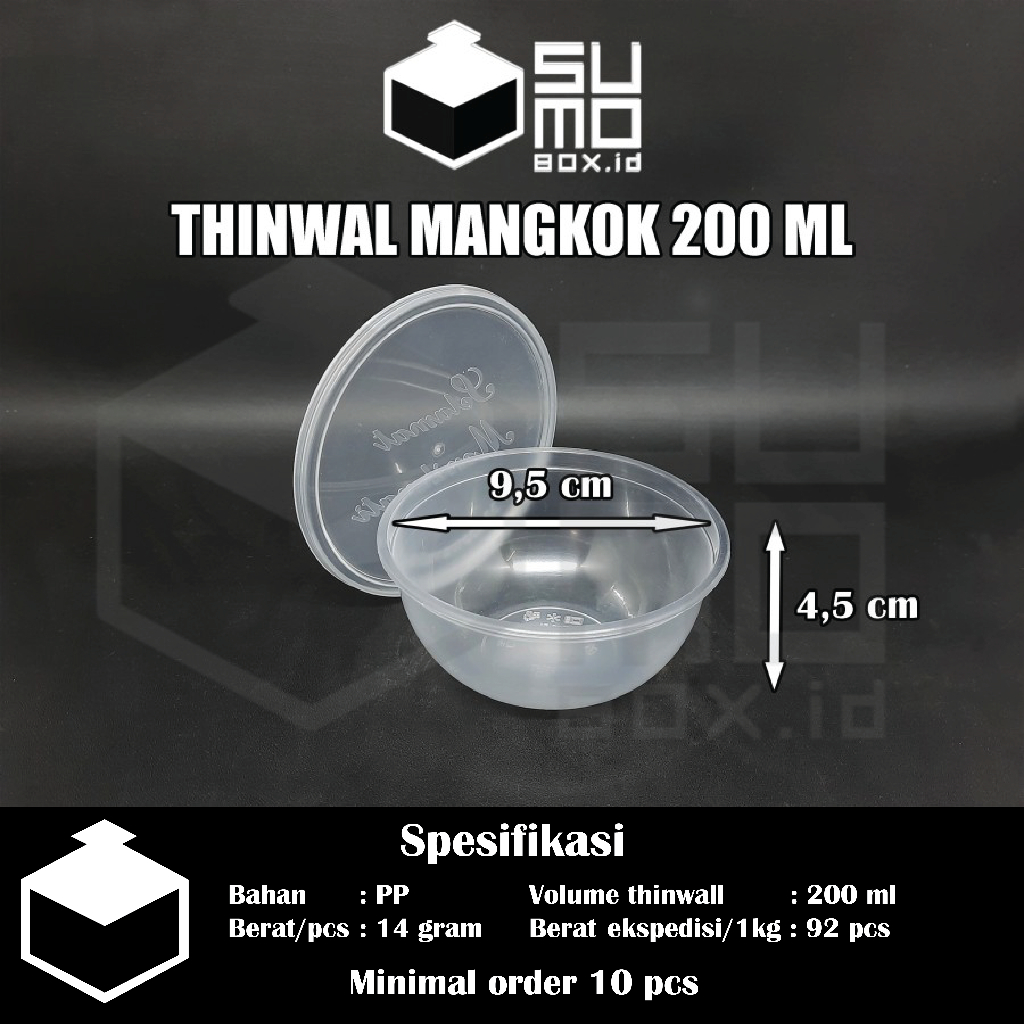 Foto Thinwall BULAT 200ml + tutup cup puding pudding / mangkok plastik 200 ml FREE PACKING [ECERAN]
