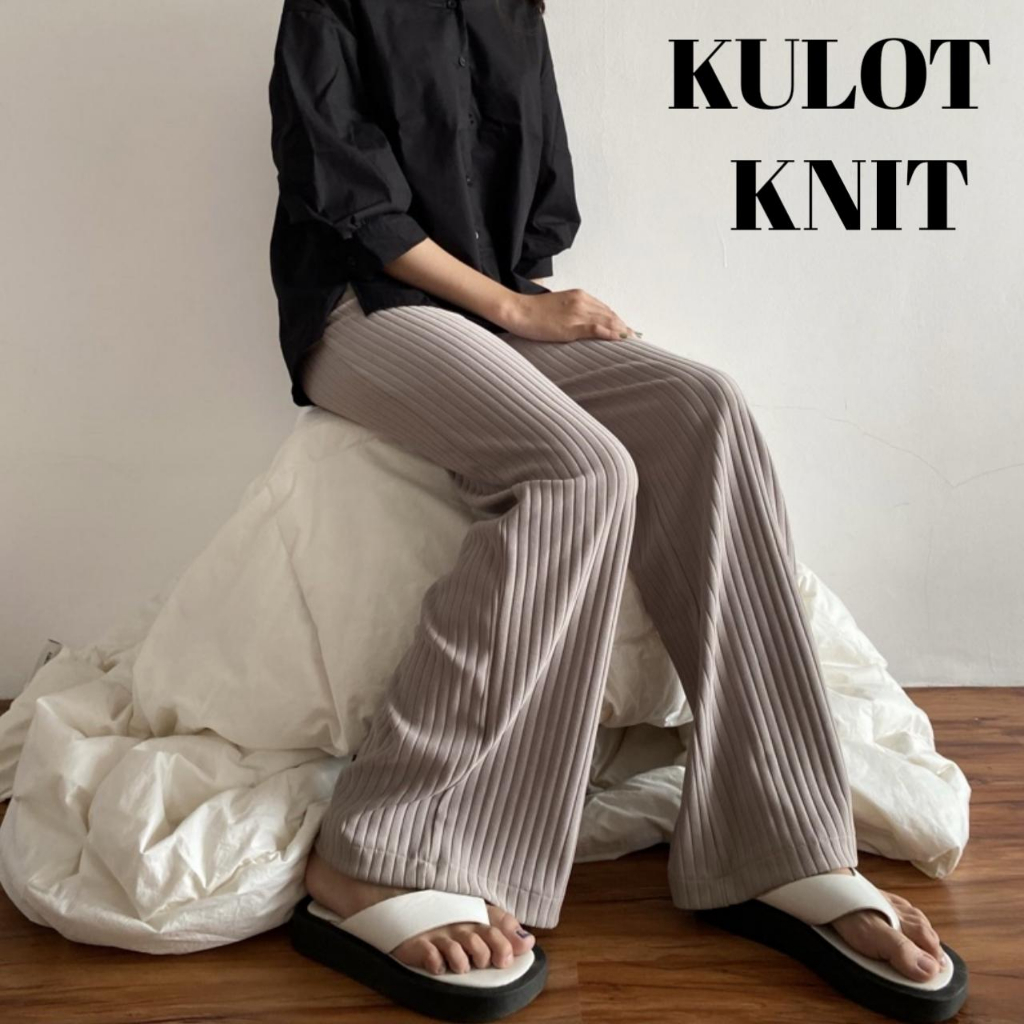 Kulot Knit Panjang Wanita Tebal/Celana Kulot Knit Jumbo