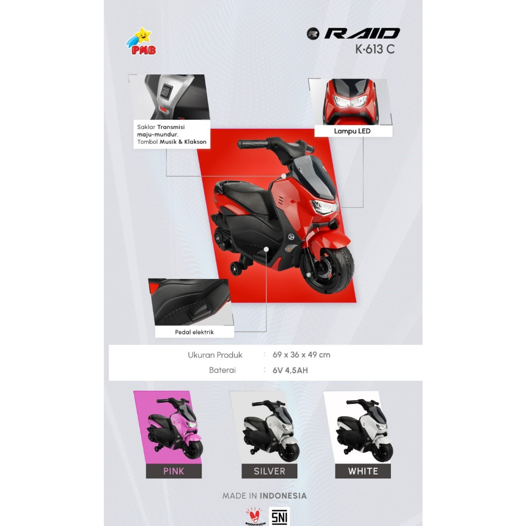 Motor Aki PMB K613C Mainan anak Motor-motoran MODEL NMAX motor-motoran anak motor mainan anak - onli