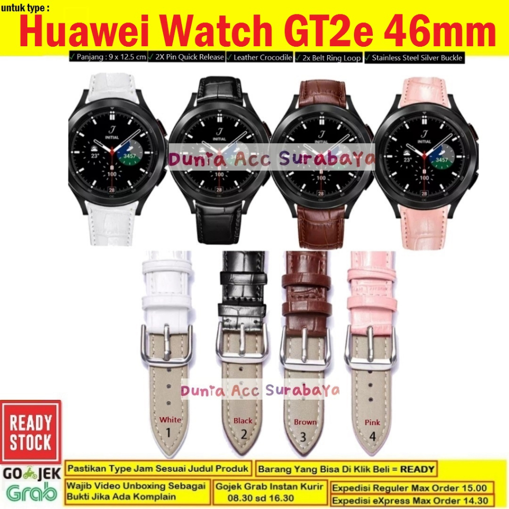 Strap Jam Tangan Huawei Watch GT2E GT 2E GT2 E 46MM Crocodile Leather Tali Jam Kulit