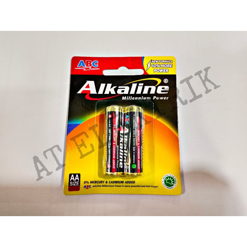 ABC ALKALINE Paket Isi 2  Batrai A2 AA| Batrai Alkaline Buat Jam Dinding / Mainan / Senter