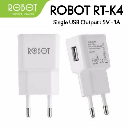 (ba) Adaptor Charger ROBOT RT-K4 SINGLE USB 5V - 1A ORIGINAL