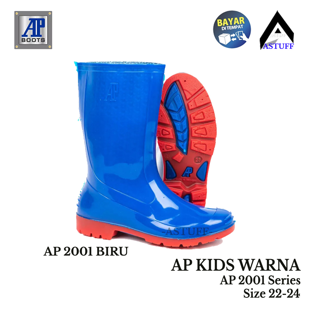 Sepatu Boot Anak AP BOOTS 2001 Biru Merah - Sepatu Boot Karet