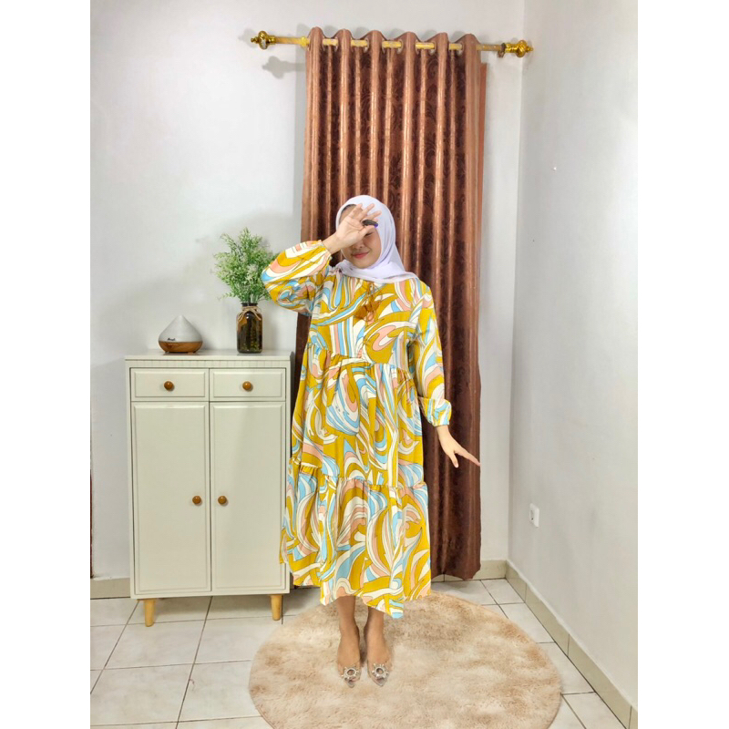 ALESHA MIDI dress silk premium/ dress busui/ midi dress busui resleting depan/ midi dress import