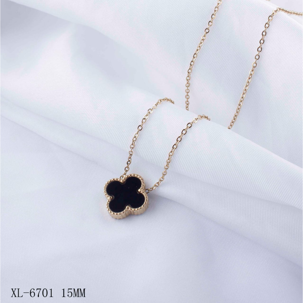 Kalung Titaniumv 6701 Mata Bolak Balik Hitam Putih Perhiasan Fashion  (15mm)