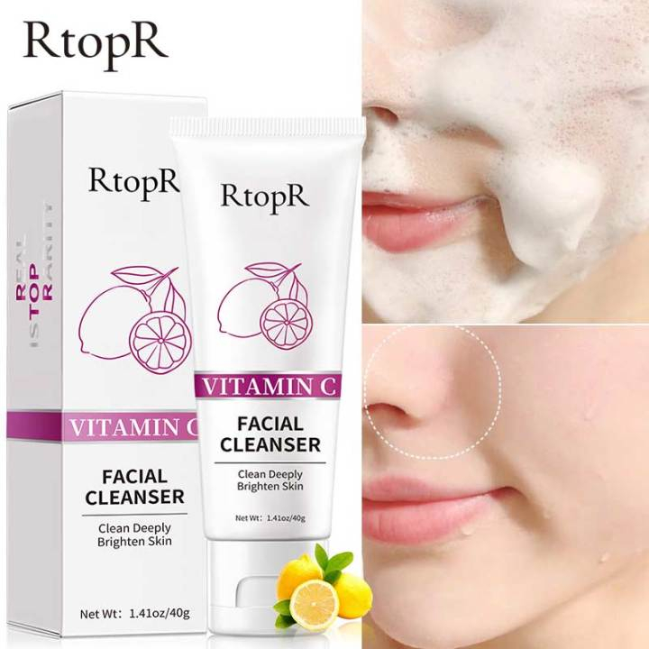 Rtopr Vitamin C Facial Cleanser Whitening Face Wash Dark Spot Moisturizer Collagen-Sabun Pembersih- Muka Memberikan Wajah dan Pori-Pori Wajah Putih Berseri-40gr