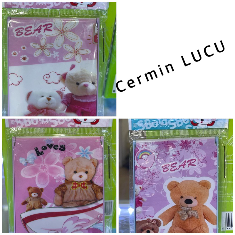 Cermin rias kaca portable travelling mini karakter pastel cermin lucu