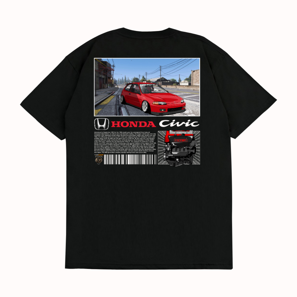 KARIMAKE Kaos Baju T Shirt Distro Unisex Gambar Mobil HONDA CIVIC EG CIVIC ESTILO JDM V2