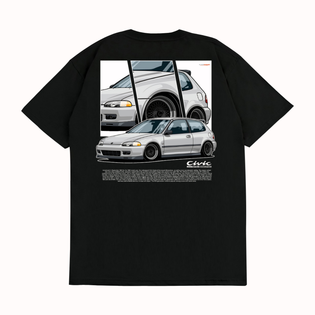 KARIMAKE Kaos Baju T Shirt Distro Unisex Gambar Mobil HONDA CIVIC EG CIVIC ESTILO JDM V3