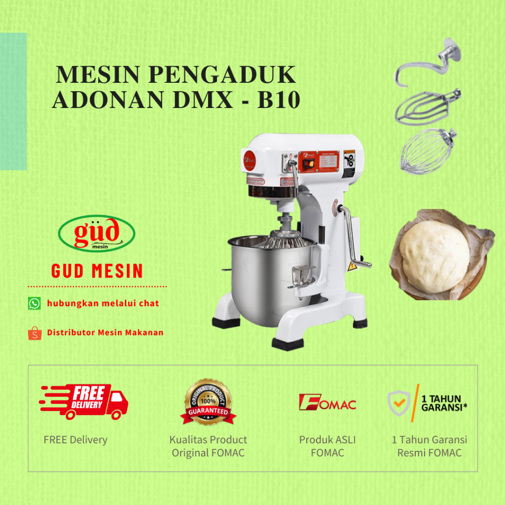 Mesin Pengaduk Adonan 10 Liter DMX-B10 FOMAC Dough Mixer DMX-B10 FOMAC